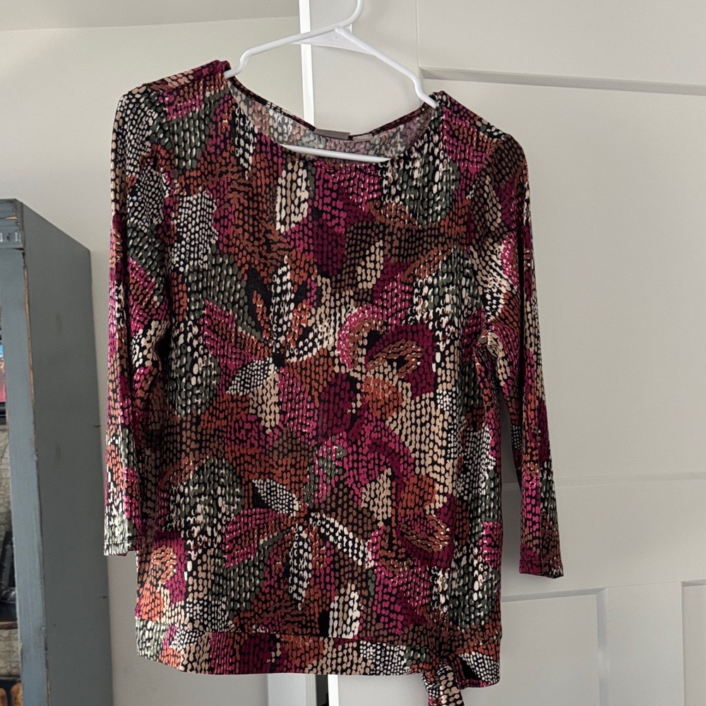 Chico's Pink and Black Patterned Blouse